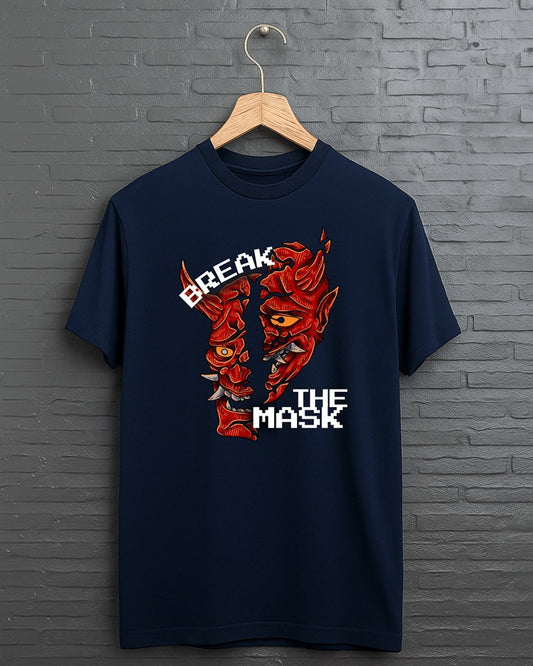 "Break The Mask” Half Sleeve Round Neck Unisex Cotton T-Shirt
