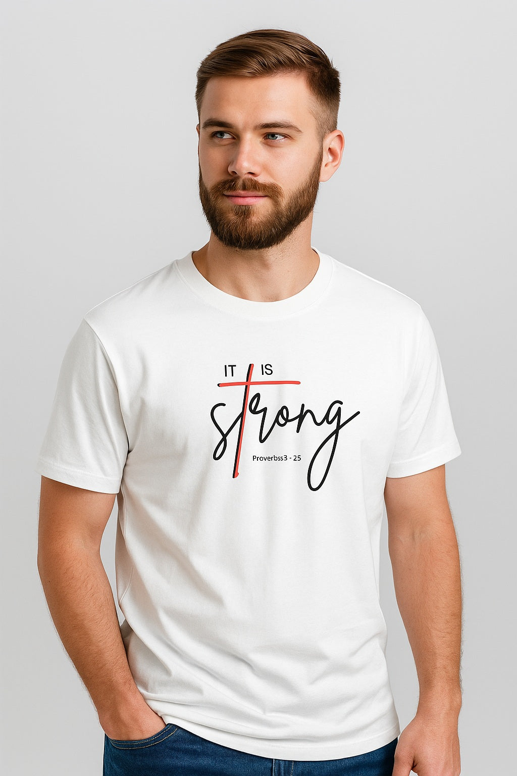 "Strong” Half Sleeve Round Neck Unisex Cotton T-Shirt