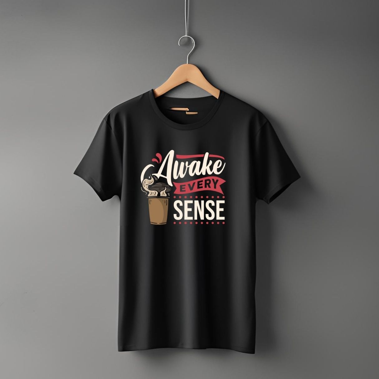 "Awake Every Sense” Half Sleeve Round Neck Unisex Cotton T-Shirt
