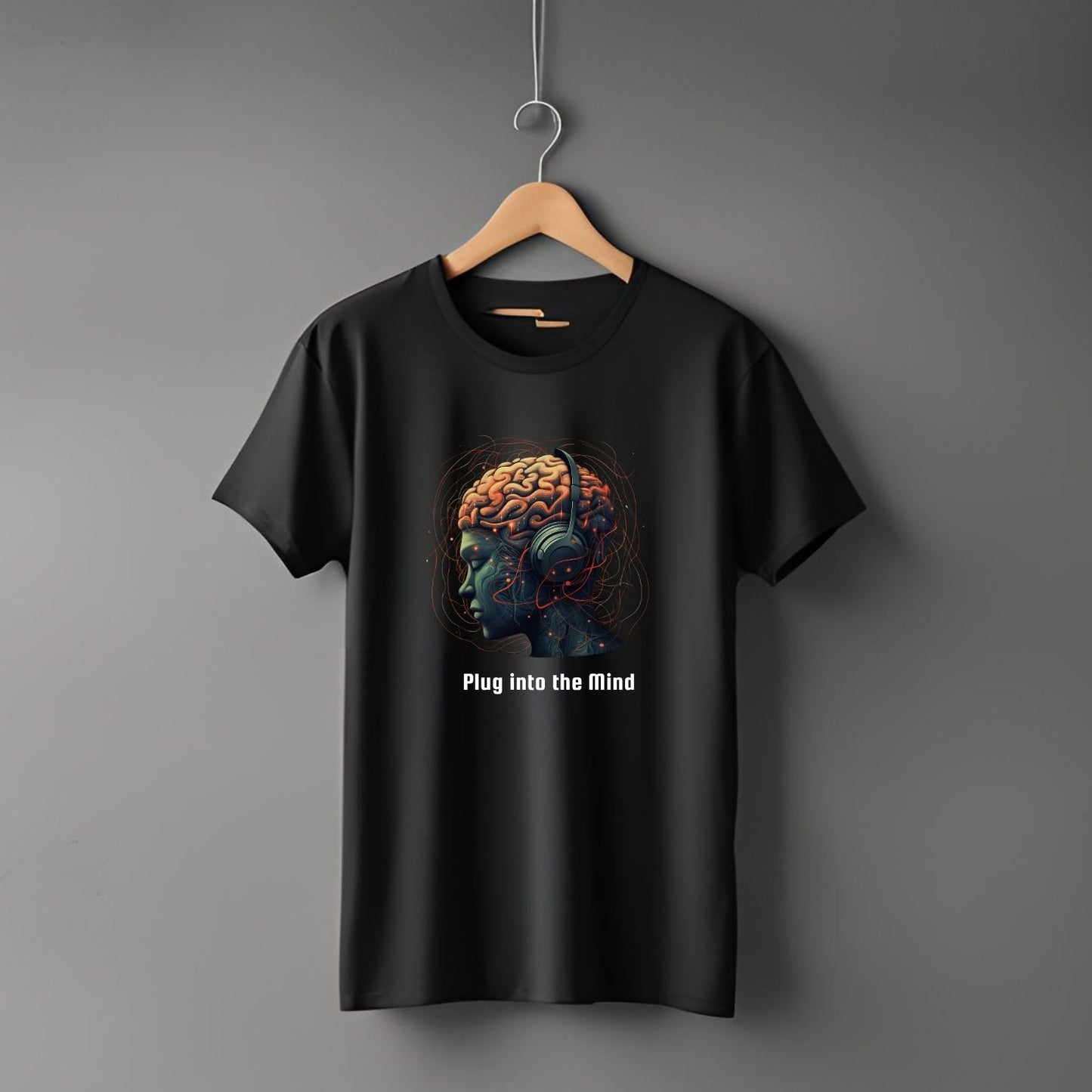 "Neural Art Headphone" Half Sleeve Round Neck Unisex Cotton T-Shirt