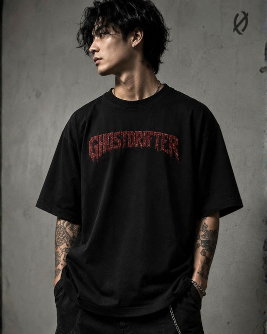 Ghostdrifter Oversized Black T-Shirt for Men