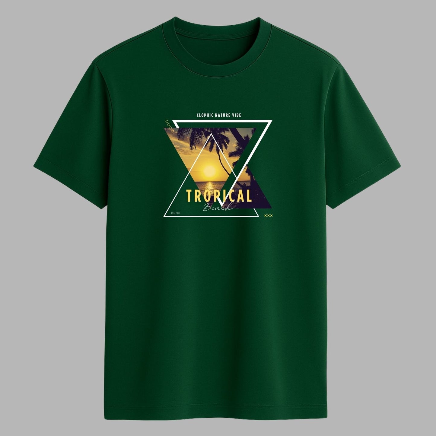 "Tropical” Half Sleeve Round Neck Unisex Cotton T-Shirt