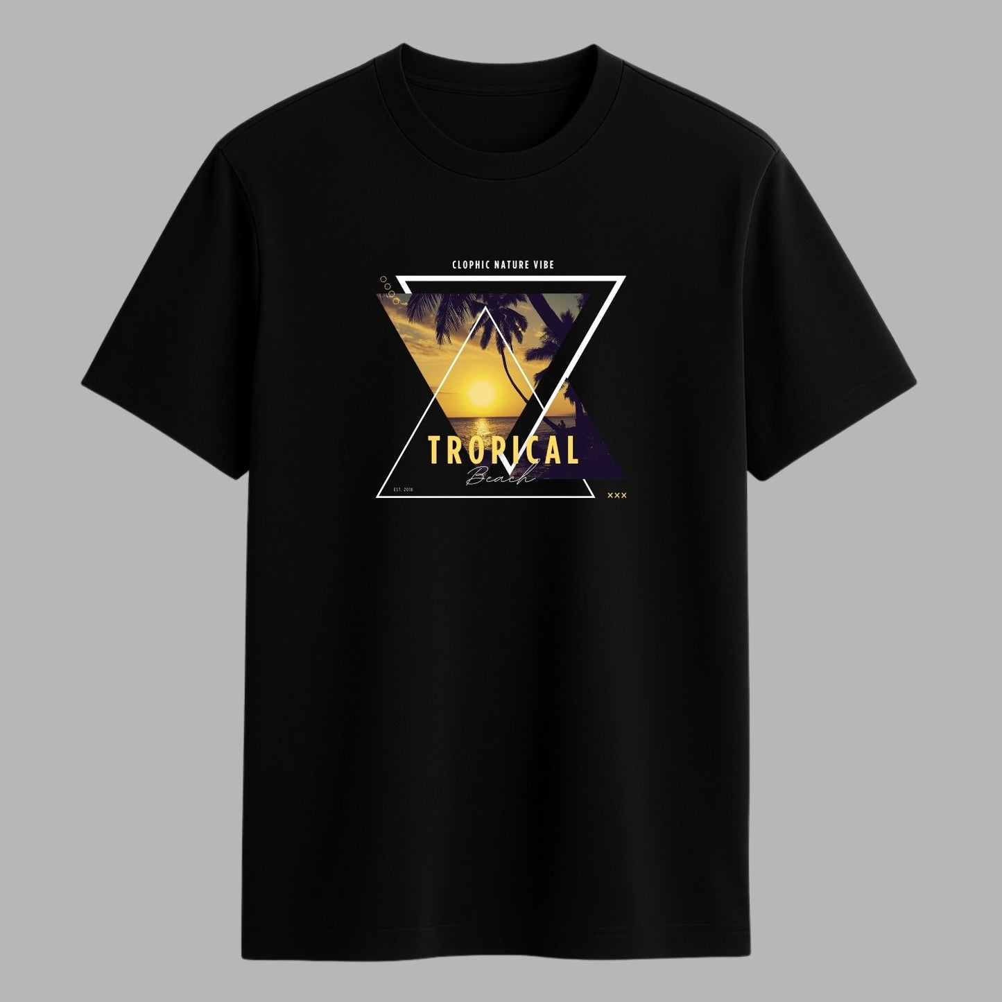 "Tropical” Half Sleeve Round Neck Unisex Cotton T-Shirt