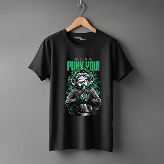 "Punk you” Half Sleeve Round Neck Unisex Cotton T-Shirt