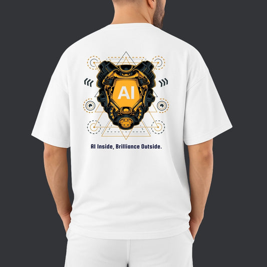 "AI" Printed Cotton T-Shirt – Futuristic Tech Design | Unisex 100% Cotton Tee with AI Chip Graphic & Robot Art