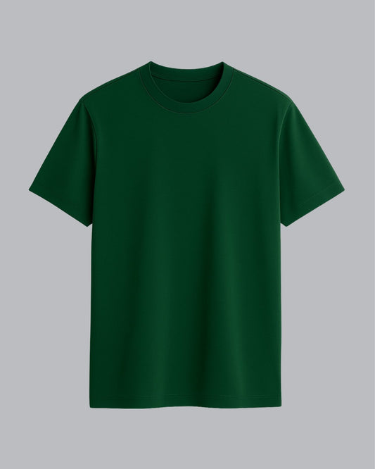 "Bottle Green” Half Sleeve Round Neck Unisex Cotton T-Shirt