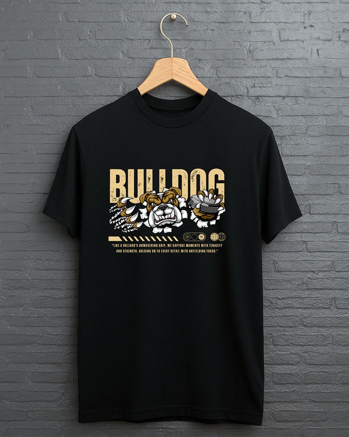 "Bull Dog” Half Sleeve Round Neck Unisex Cotton T-Shirt