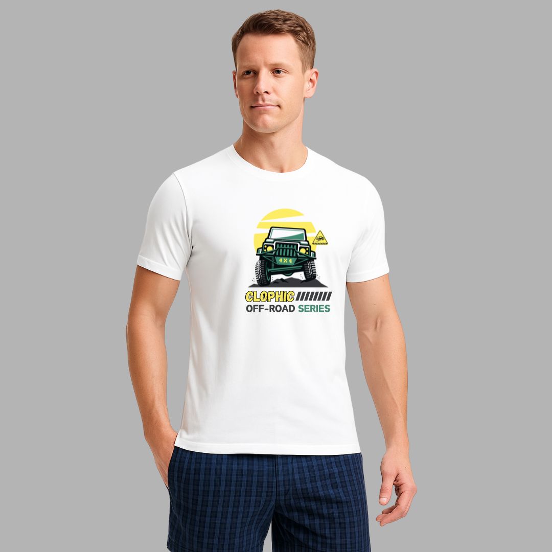 "Off-Road” Half Sleeve Round Neck Unisex Cotton T-Shirt