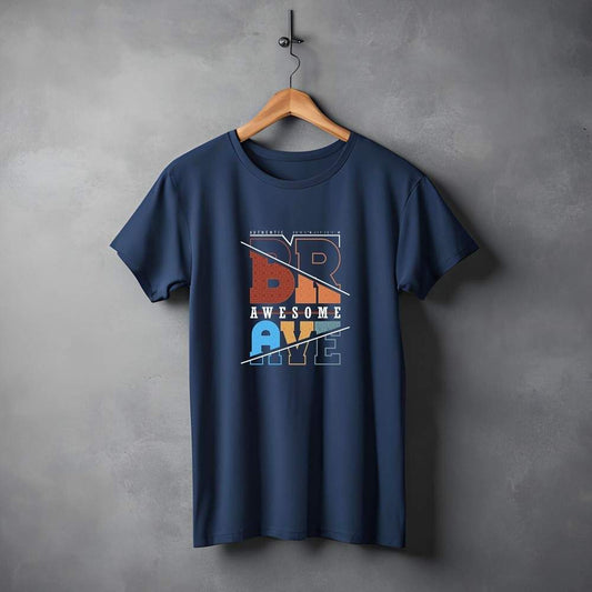 "Brave” Half Sleeve Round Neck Unisex Cotton T-Shirt