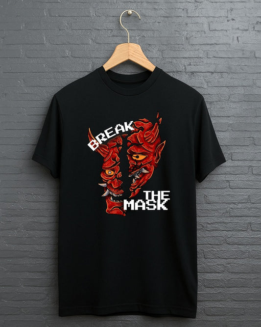 "Break The Mask” Half Sleeve Round Neck Unisex Cotton T-Shirt