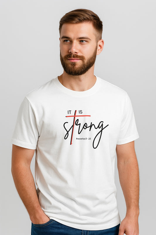 "Strong” Half Sleeve Round Neck Unisex Cotton T-Shirt