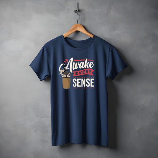 "Awake Every Sense” Half Sleeve Round Neck Unisex Cotton T-Shirt