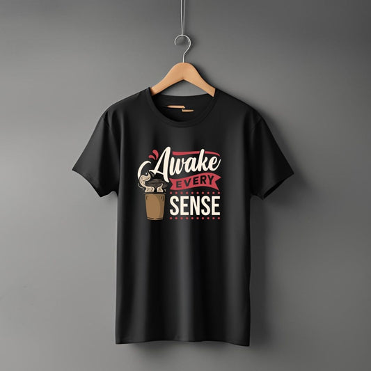 "Awake Every Sense” Half Sleeve Round Neck Unisex Cotton T-Shirt