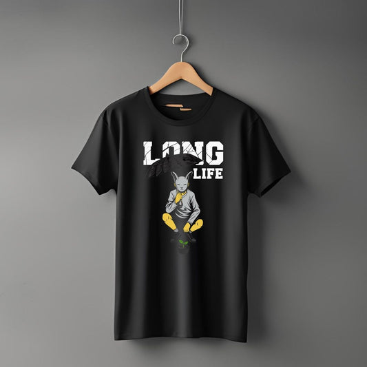 "Long Life” Half Sleeve Round Neck Unisex Cotton T-Shirt