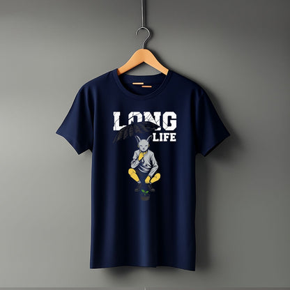 "Long Life” Half Sleeve Round Neck Unisex Cotton T-Shirt