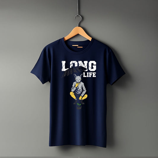 "Long Life” Half Sleeve Round Neck Unisex Cotton T-Shirt
