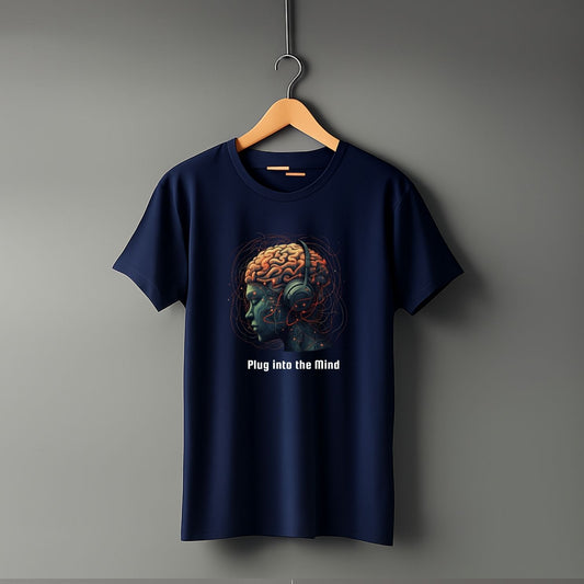 "Neural Art Headphone" Half Sleeve Round Neck Unisex Cotton T-Shirt