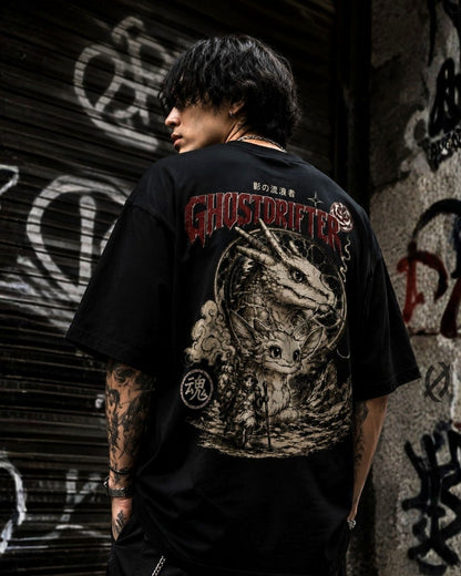 Ghostdrifter Oversized Black T-Shirt for Men