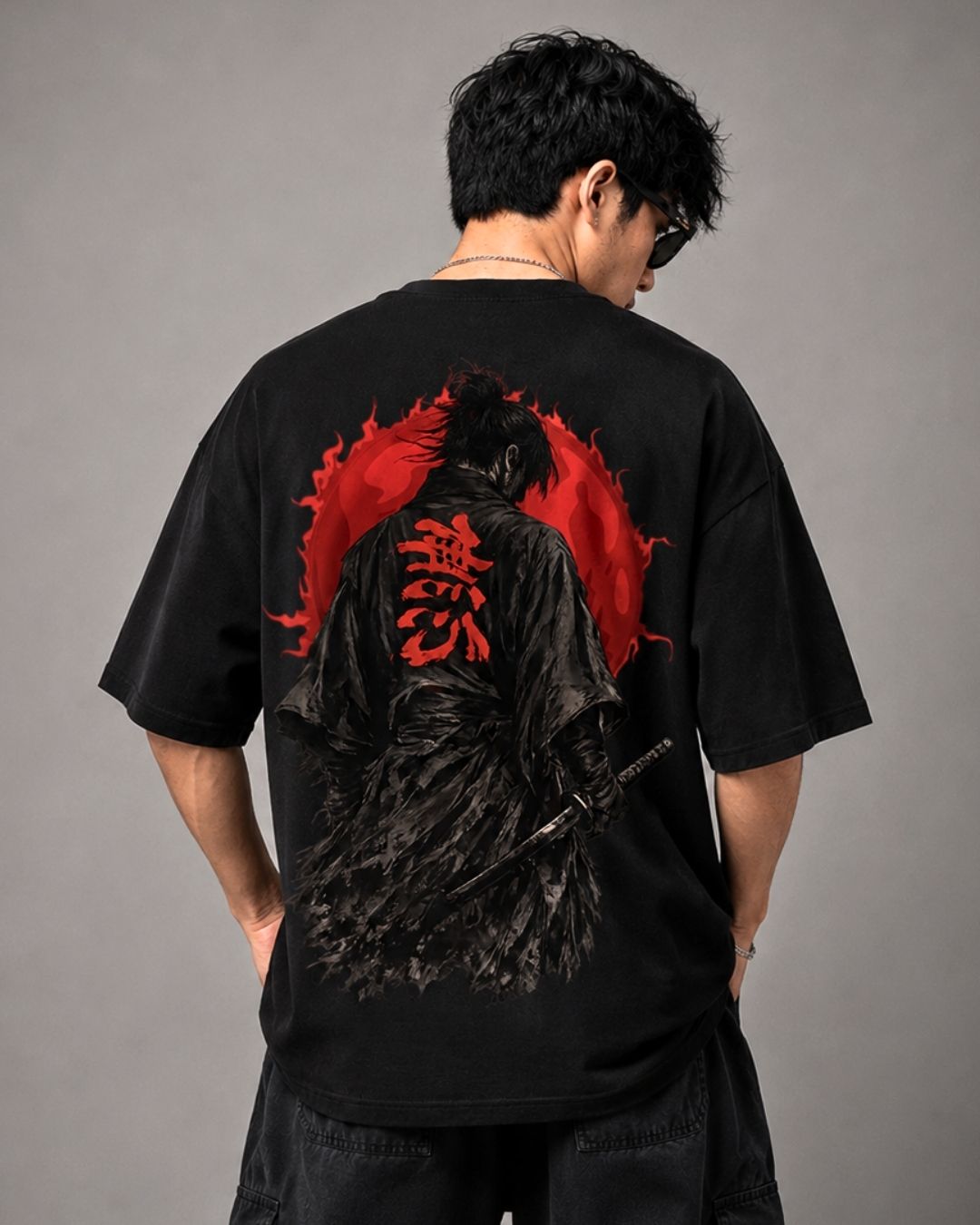 Shadow Ronin Oversized Black T-Shirt for Men