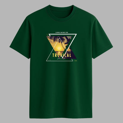 "Tropical” Half Sleeve Round Neck Unisex Cotton T-Shirt