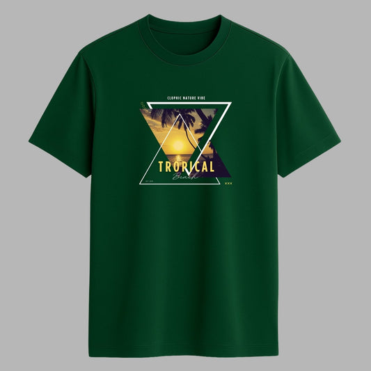 "Tropical” Half Sleeve Round Neck Unisex Cotton T-Shirt