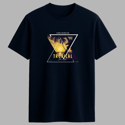 "Tropical” Half Sleeve Round Neck Unisex Cotton T-Shirt