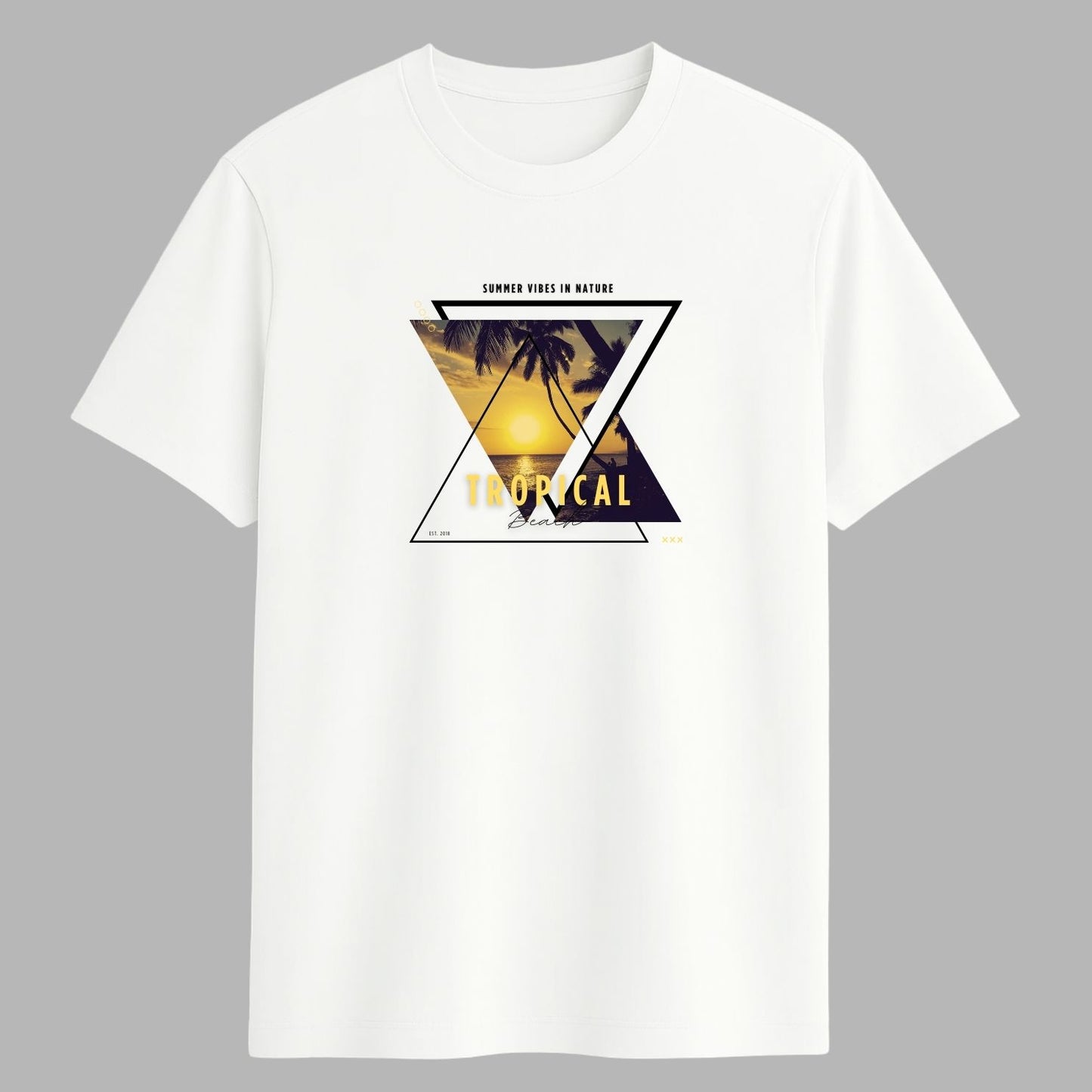 "Tropical” Half Sleeve Round Neck Unisex Cotton T-Shirt