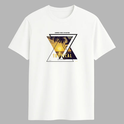 "Tropical” Half Sleeve Round Neck Unisex Cotton T-Shirt