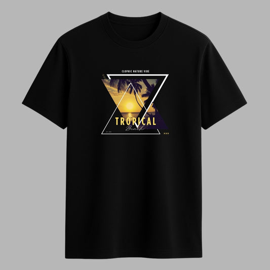 "Tropical” Half Sleeve Round Neck Unisex Cotton T-Shirt