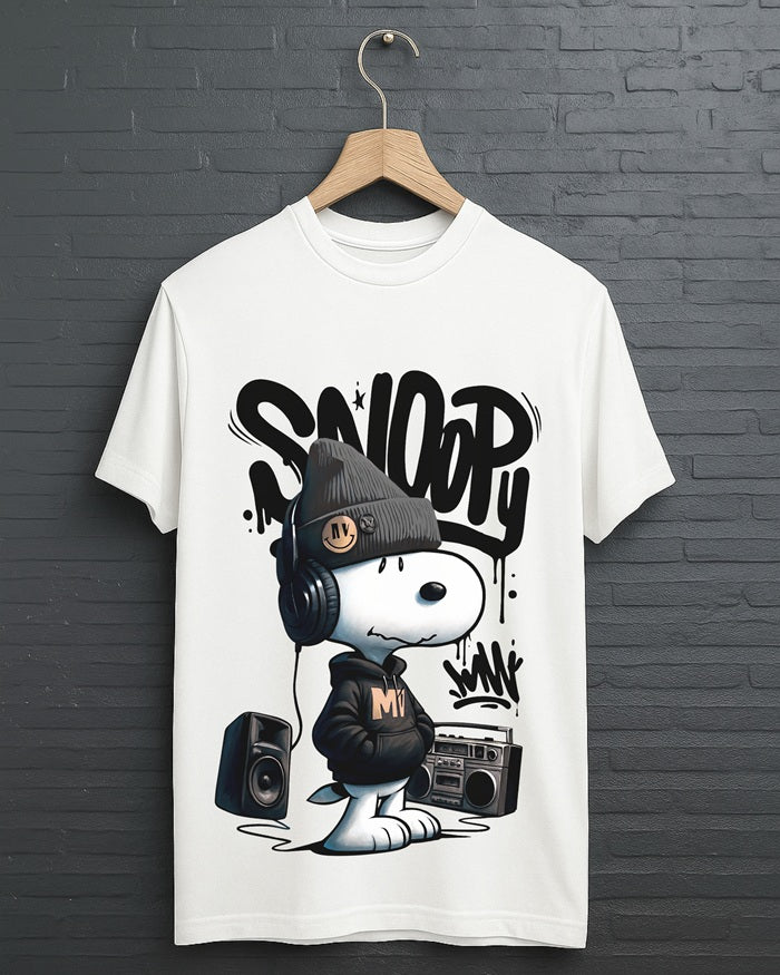 "Snoopy” Half Sleeve Round Neck Unisex Cotton T-Shirt