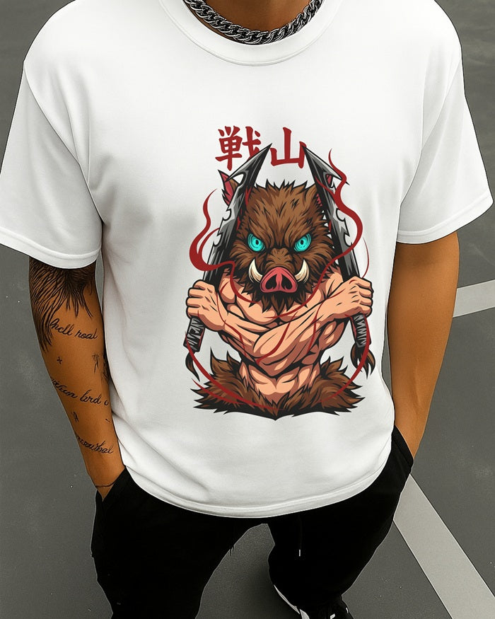 "Anime Graphic” Half Sleeve Round Neck Unisex Cotton T-Shirt