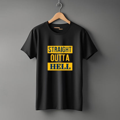 CLophic “Straight Outta Hell” Regular Fit Half Sleeve Round Neck T-Shirt