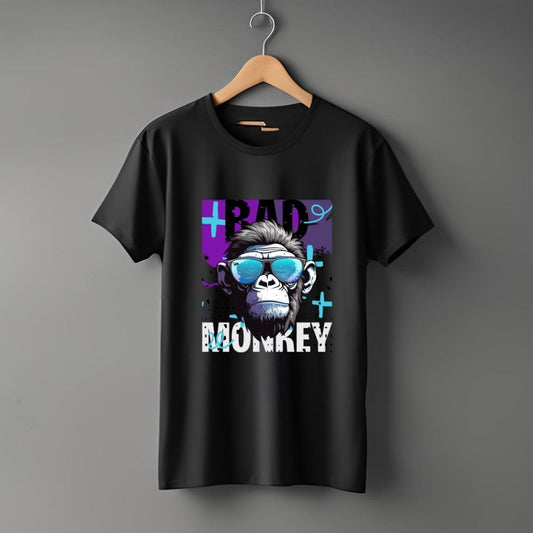 Clophic "Bad Monkey” Half Sleeve Round Neck Unisex Cotton T-Shirt