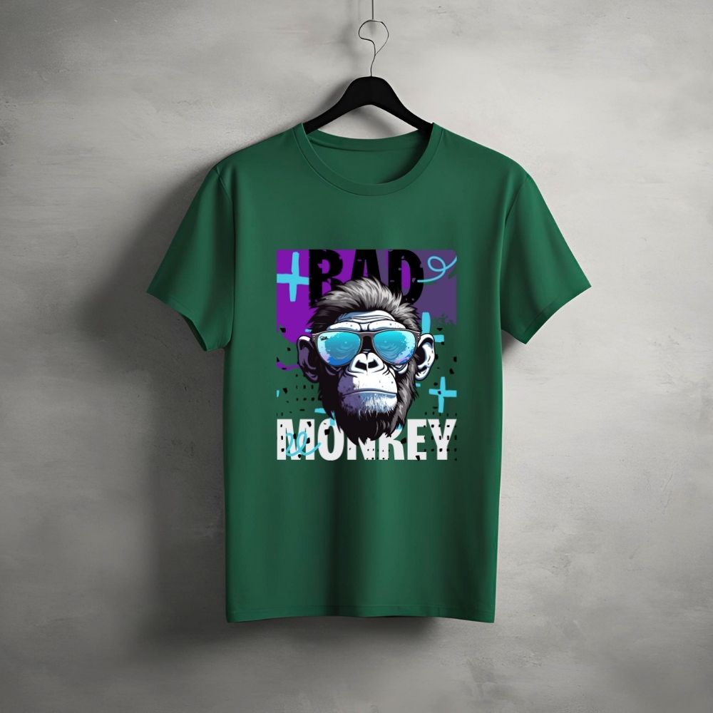 Clophic "Bad Monkey” Half Sleeve Round Neck Unisex Cotton T-Shirt