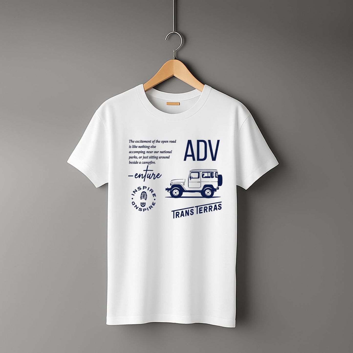 Jeep Graphic T-Shirt | Inspire Explore Print | Outdoor Travel Roadtrip Tee - Trans Terras