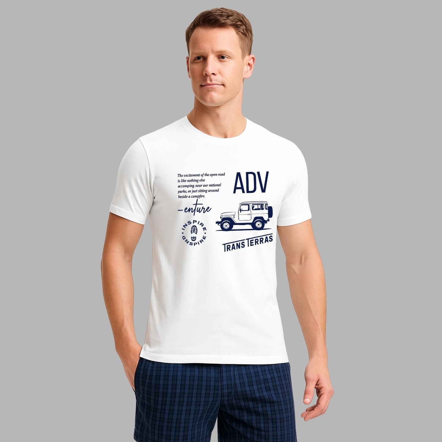 Jeep Graphic T-Shirt | Inspire Explore Print | Outdoor Travel Roadtrip Tee - Trans Terras