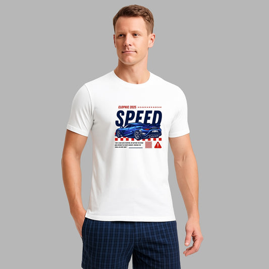 "Speed” Half Sleeve Round Neck Unisex Cotton T-Shirt