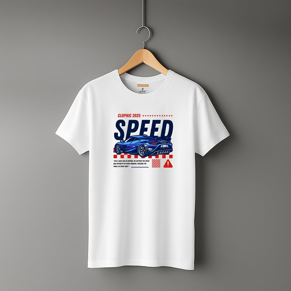 "Speed” Half Sleeve Round Neck Unisex Cotton T-Shirt
