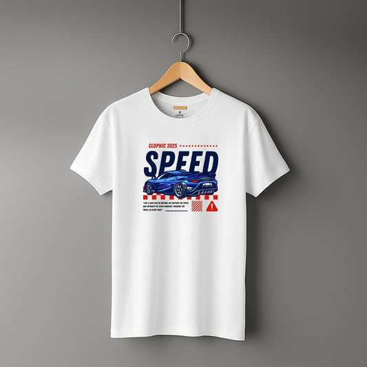 "Speed” Half Sleeve Round Neck Unisex Cotton T-Shirt