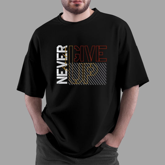 "Never Give Up" Oversized Relaxed fit T-Shirt