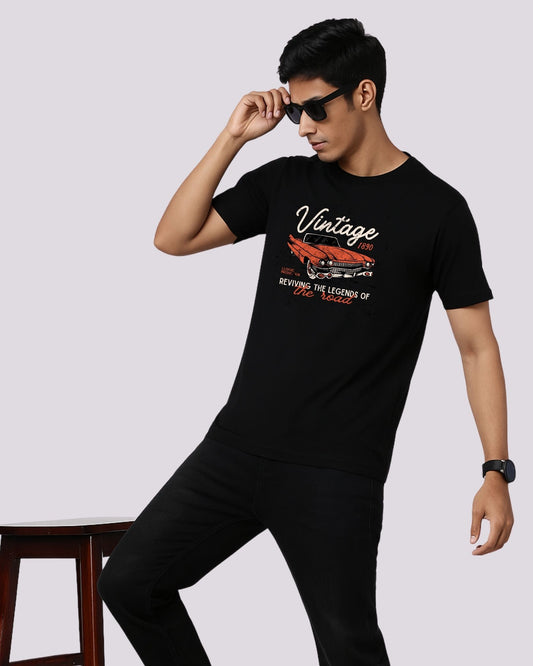 "Vintage Car” Half Sleeve Round Neck Unisex Cotton T-Shirt