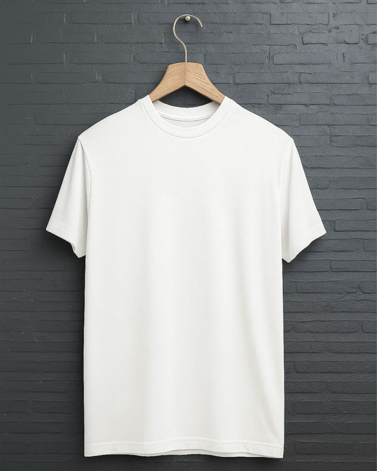 "White” Half Sleeve Round Neck Unisex Cotton T-Shirt