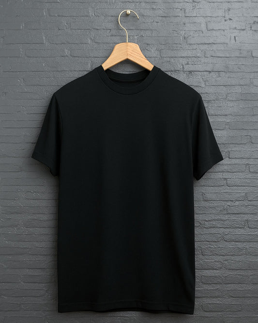 "Black” Half Sleeve Round Neck Unisex Cotton T-Shirt