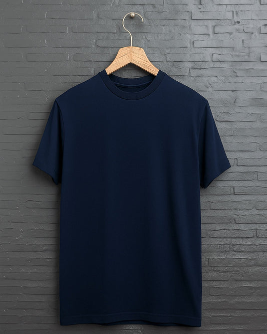 "Navy Blue” Half Sleeve Round Neck Unisex Cotton T-Shirt
