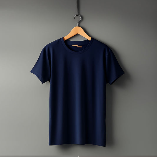 "Navy Blue” Half Sleeve Round Neck Unisex Cotton T-Shirt