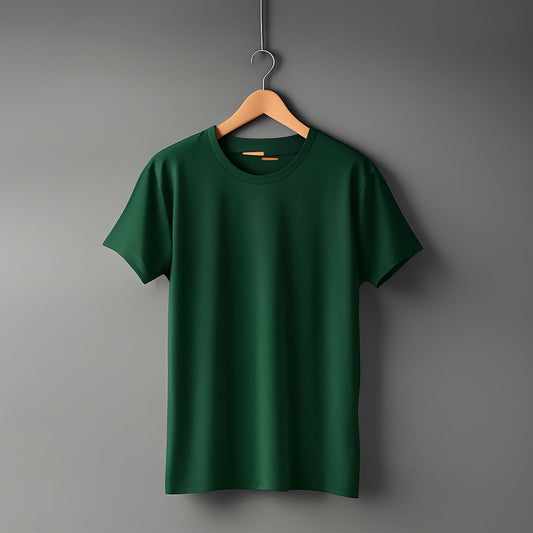 "Bottle Green” Half Sleeve Round Neck Unisex Cotton T-Shirt