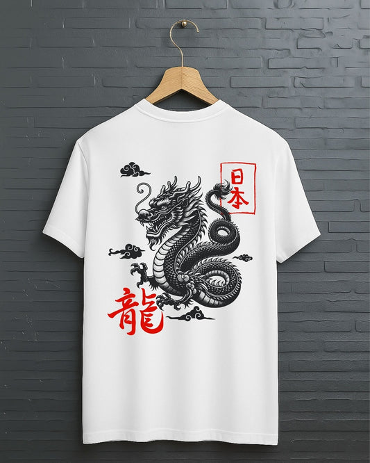 "Dragon” Half Sleeve Round Neck Unisex Cotton T-Shirt