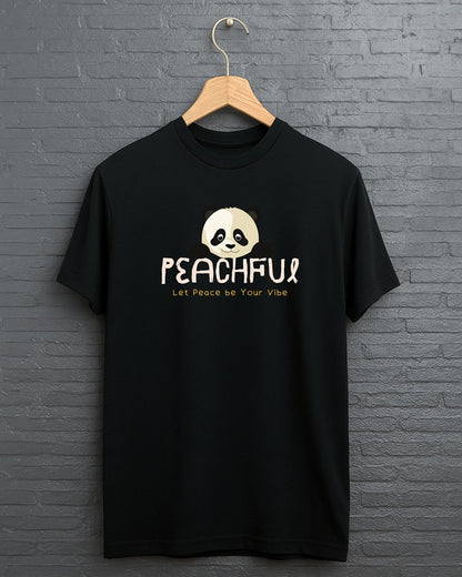 "Peachful” Half Sleeve Round Neck Unisex Cotton T-Shirt
