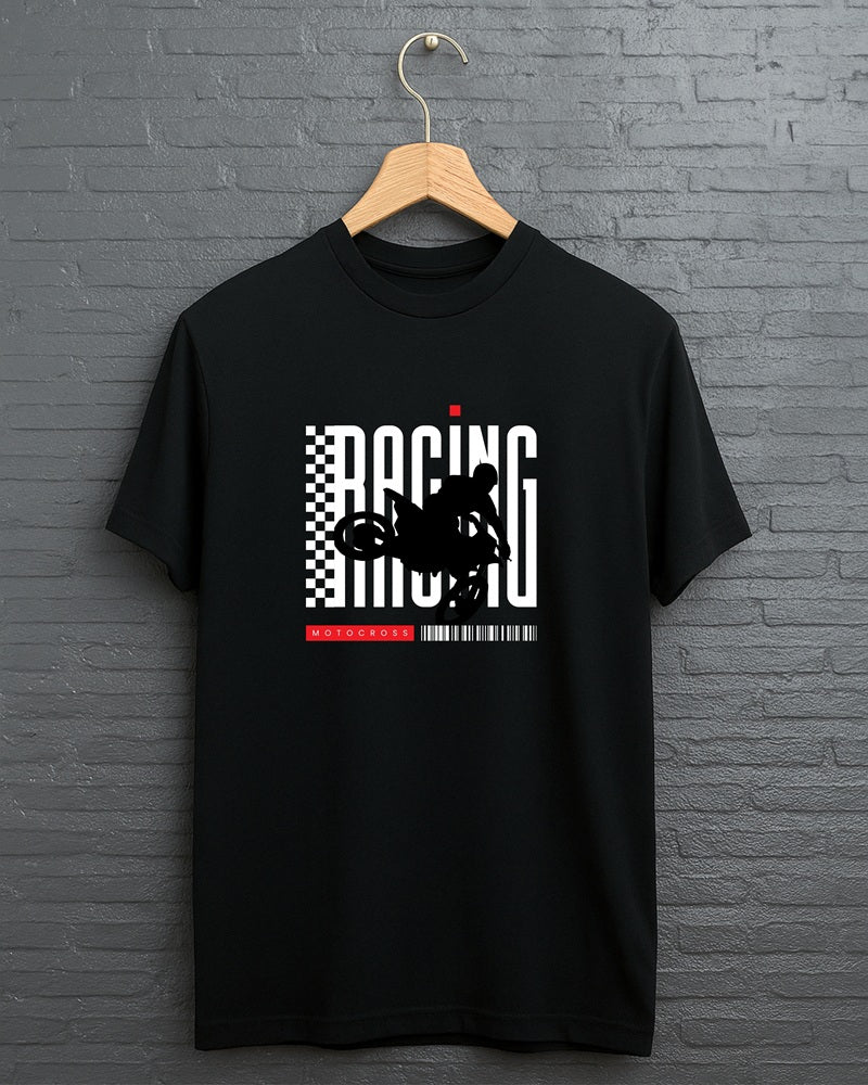 "Racing” Half Sleeve Round Neck Unisex Cotton T-Shirt
