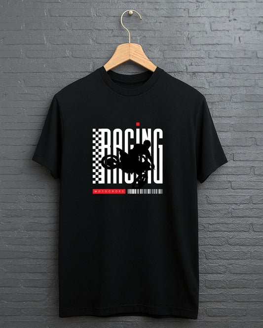 "Racing” Half Sleeve Round Neck Unisex Cotton T-Shirt